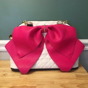 Betsey Johnson Quilted Pink Bow Purse
